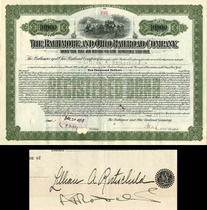 Baltimore and Ohio Railroad Company Issued to and Signed by Lillian Rothschild